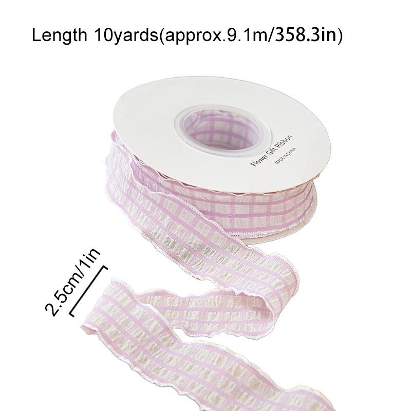 10yards Polyester For Dress Skirts Pleated Ribbon 2.5cm Gift Bow DIY Puff Wave Edge Colorful Cake Box Ribbon Plaid Satin Ribbons