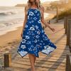Women's Casual Sleeveless Floral Print Dress Round Neck Irregular Hem Mid-Length Summer Dress Lightweight Comfortable Fabric