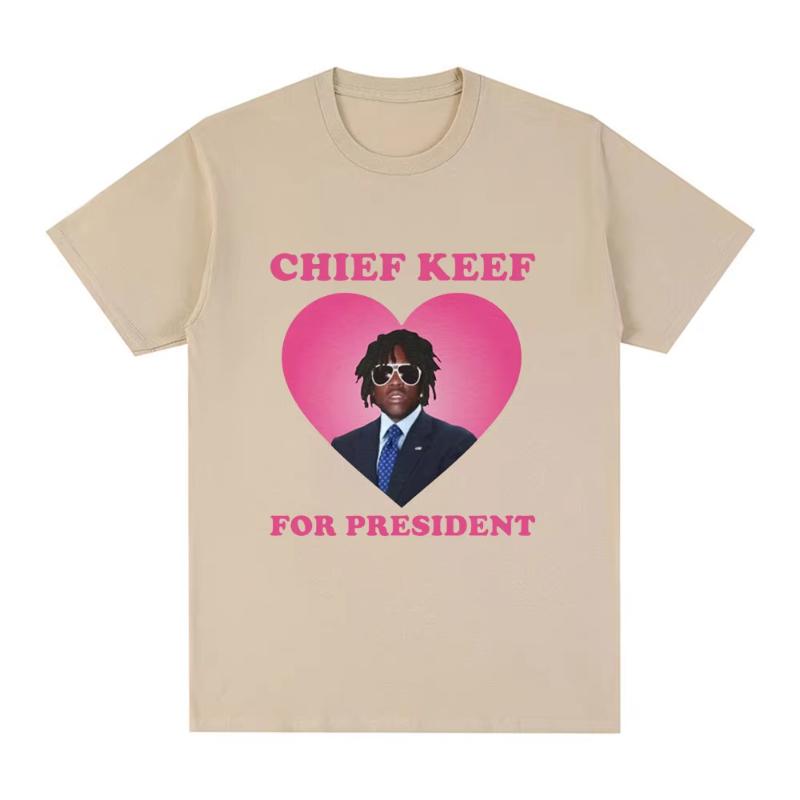 Rapper Chief Keef for President T Shirt Unisex Fashion Casual Short Sleeve Tshirt Aesthetic Vintage Oversized Tshirts Streetwear