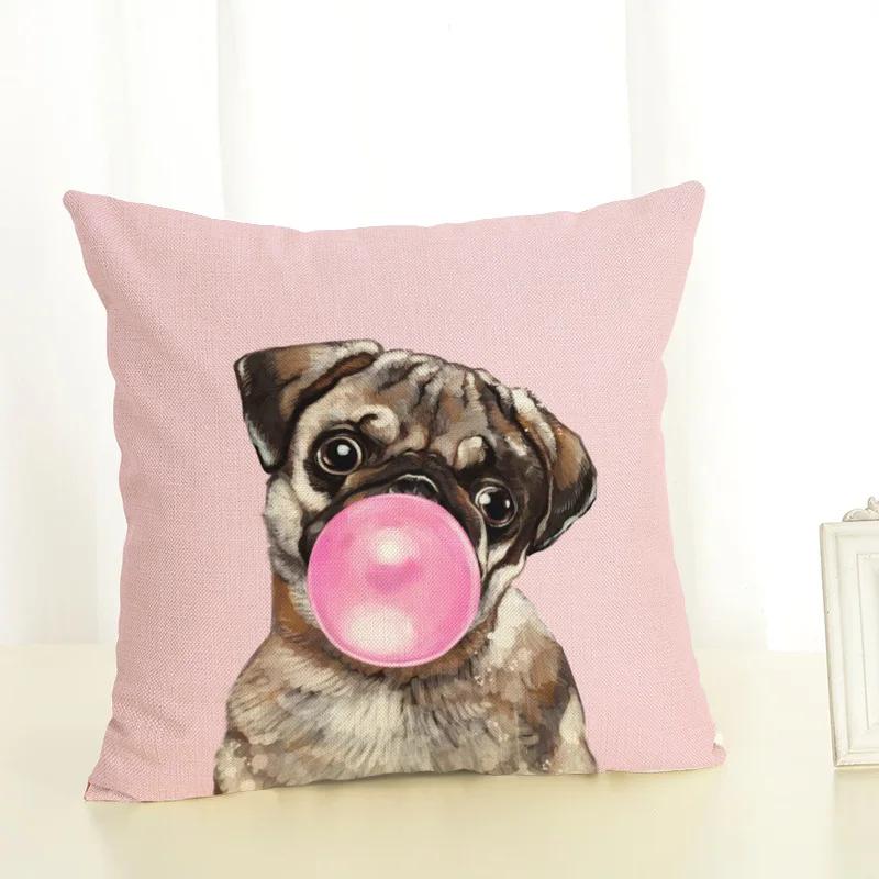 

Llama Cushion Cover Funny Alpaca Giraffe Blowing Bubbles Linen Pillow Cover Living Room Sofa Throw Pillows Decoration Pillowcase 40x40cm 16x16in