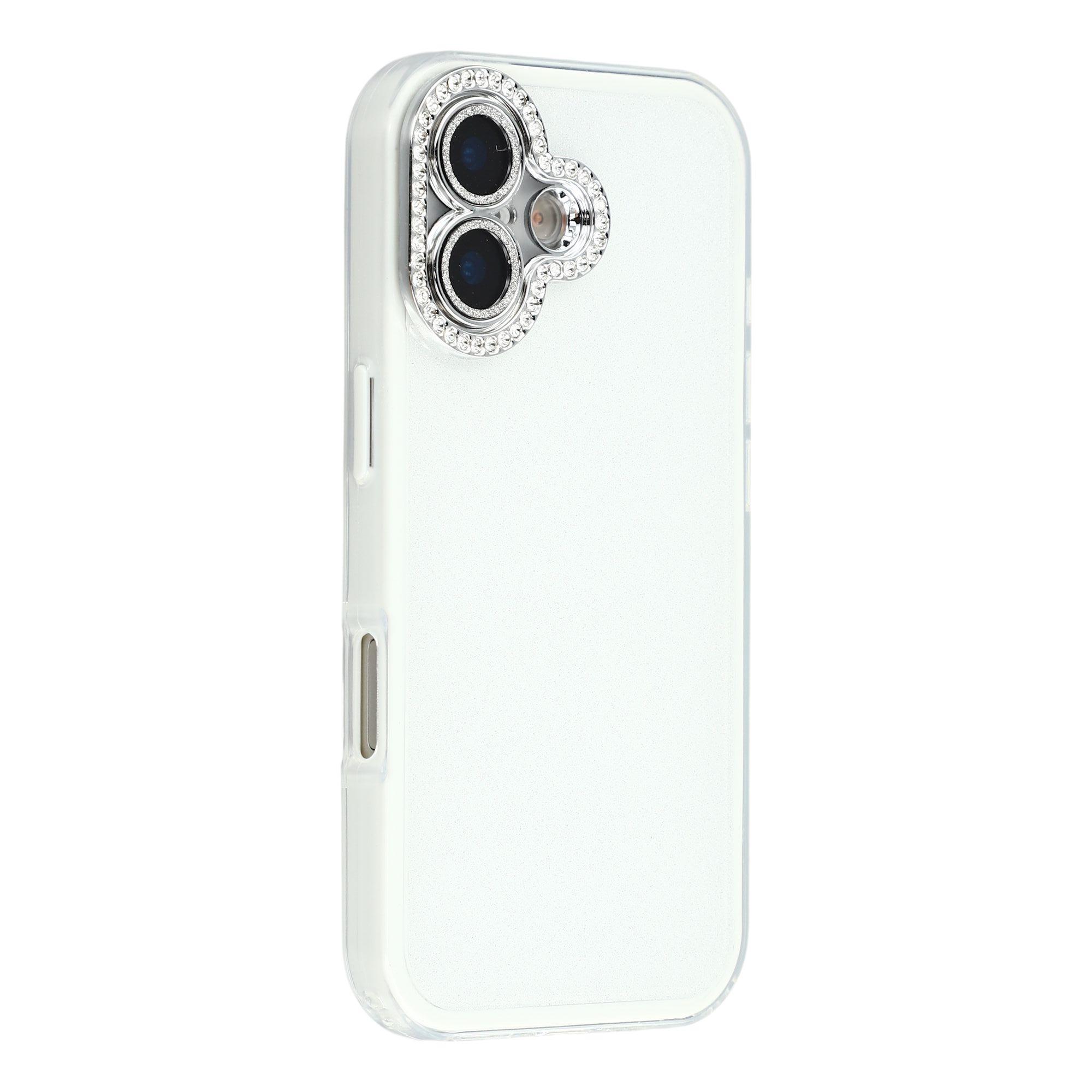 For iPhone 17 Case IMD Glitter Acrylic + TPU Phone Cover with Rhinestones Acrylic Camera Lens Protector