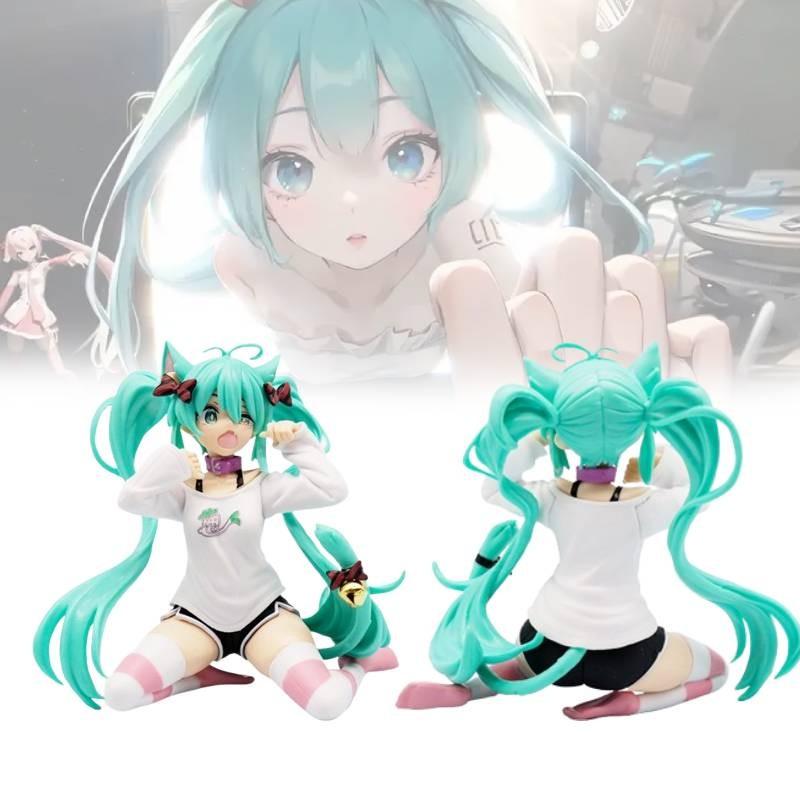 Hatsune Miku Figure Model Toy Cute Cat Ears Sitting Table Decoration Doll Figure