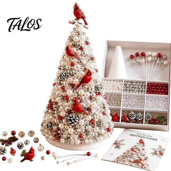Bead Craft Kit for Christmas DIY Beaded Tree Adults, Kit, Ornament Crafting Set 3D Handmade Holiday Tabletop Mantel Decoration Desktop