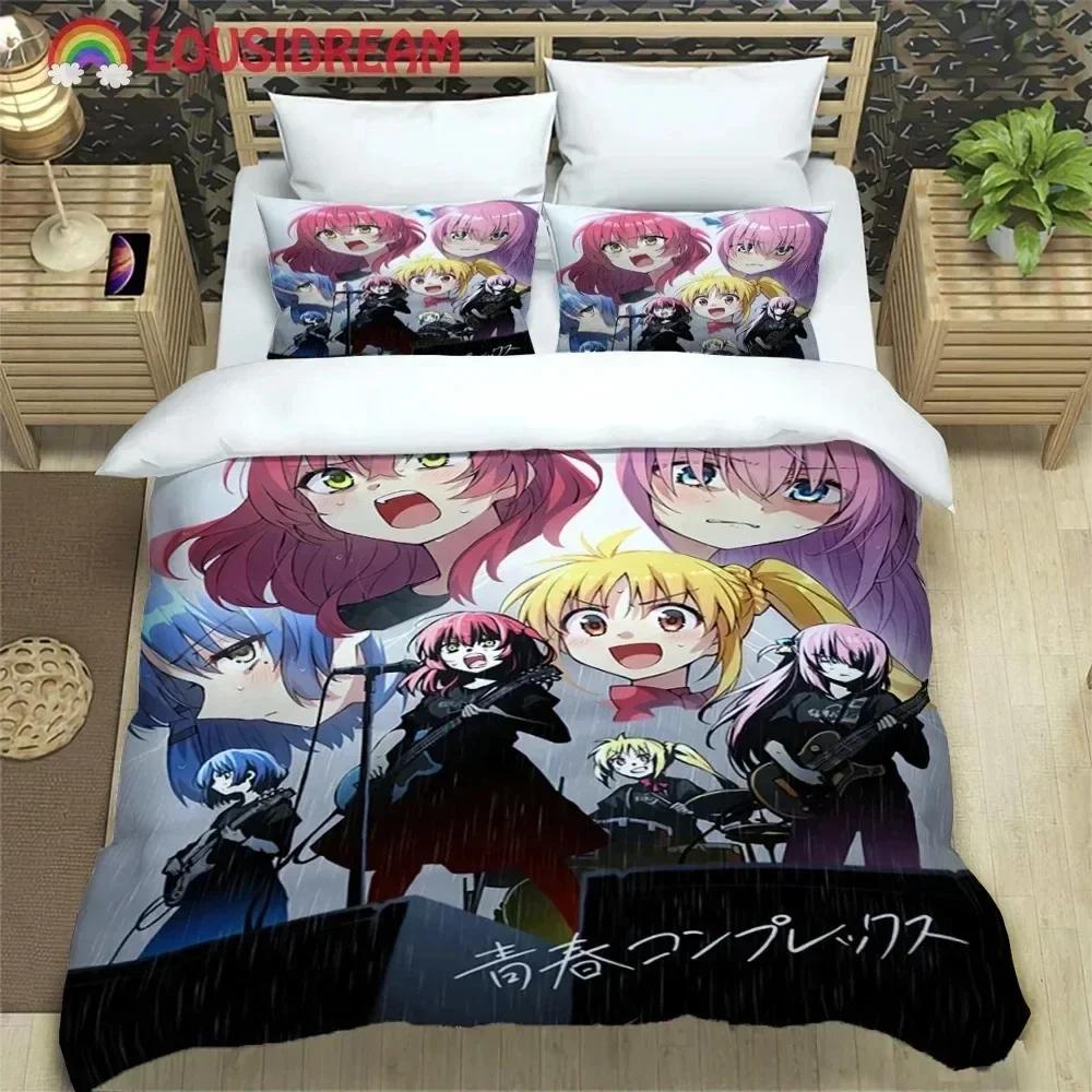 Anime Girl Lonely Rock Art Print Bedding set Printed Duvet Cover Pillowcase Single Double Queen Super King Size Sets