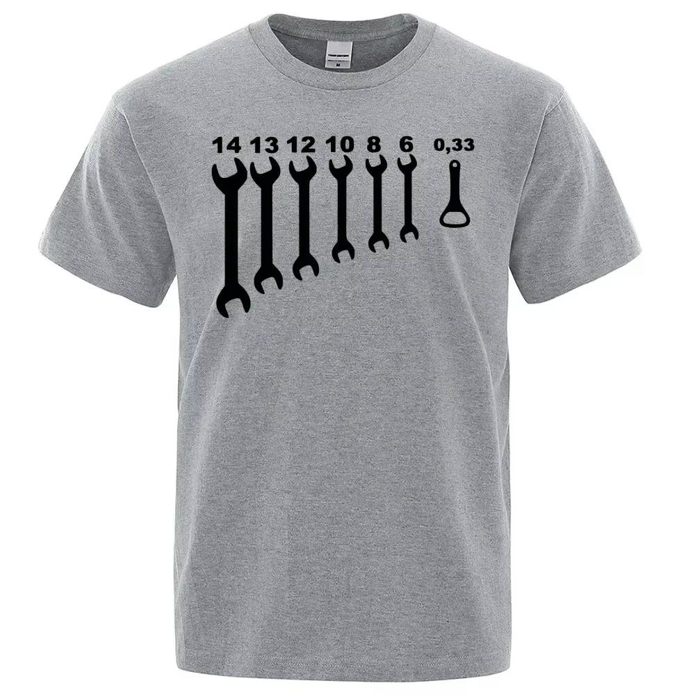 Screw Wrench Opener Mechanic T-Shirts Men Cotton Tee Short Sleeve Vintage Top Tee Car Fix Engineer Funny T Shirts Men's Clothes