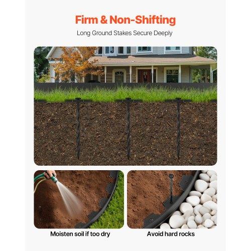 VEVOR Landscape Edging, 600 x 5 cm Plastic Garden Border Edging with 120 Spikes, No Dig, Flexible Lawn Edgings Roll
