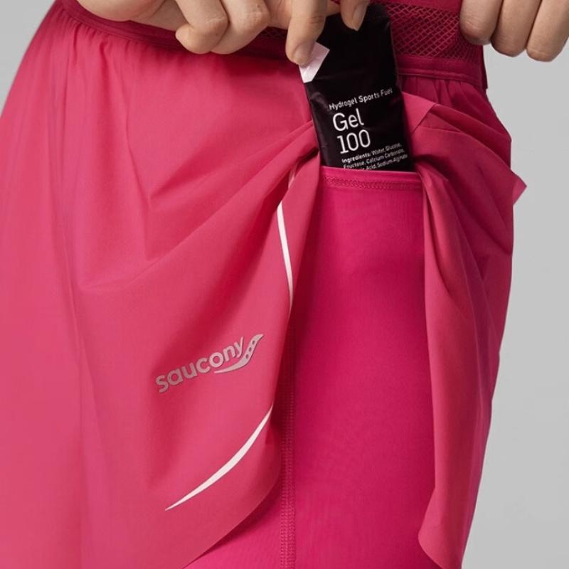 Saucony Professional Training Quick-Dry Breathable Double-Layer Sports Shorts Women shorts Purple Crimson SA1250DP63T-RD024
