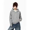 Grey Star-printed Hooded Cardigan Sweater Men's and Women's Autumn Loose and Versatile Design Zipper Casual Jacket