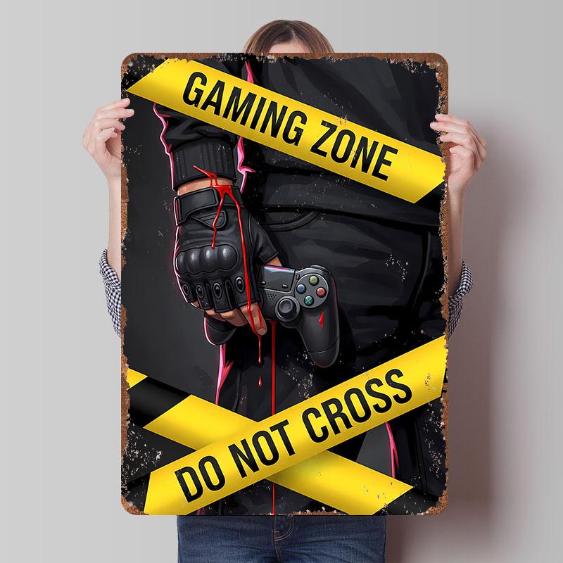 

Gaming Zone Do Not Cross Poster Customized Wall Art Vintage Metal Signs Retro Tin Plaque for Man Cave Desk Decor Wand Deko Room 7.9x11.8In(20x30cm)