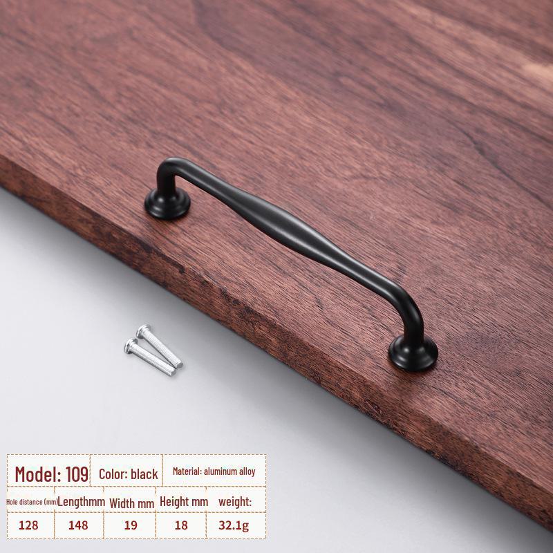 Black Aluminum Alloy European-Style Drawer & Cabinet Handle