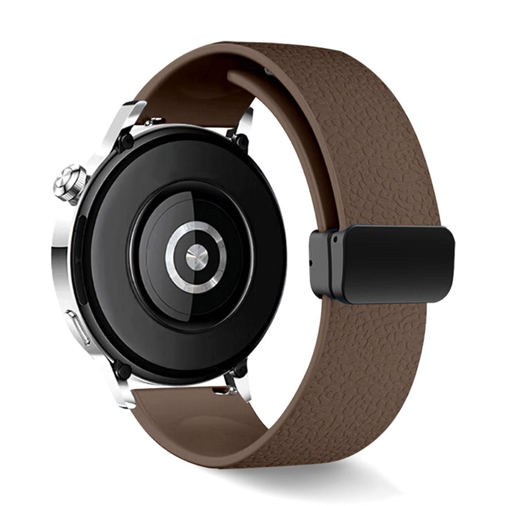 22mm Magnetic Silicone Band for Huawei Watch GT 5 46mm/GT 5 Pro 46mm/Samsung Galaxy Watch3 45mm Litchi Texture Watch Strap