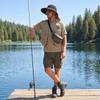 Men's Outdoor Sun Protection Hat Wide Brim Fishing Hat Travel Hat with Neck Flap and Adjustable Chin Strap Breathable Mesh Panels