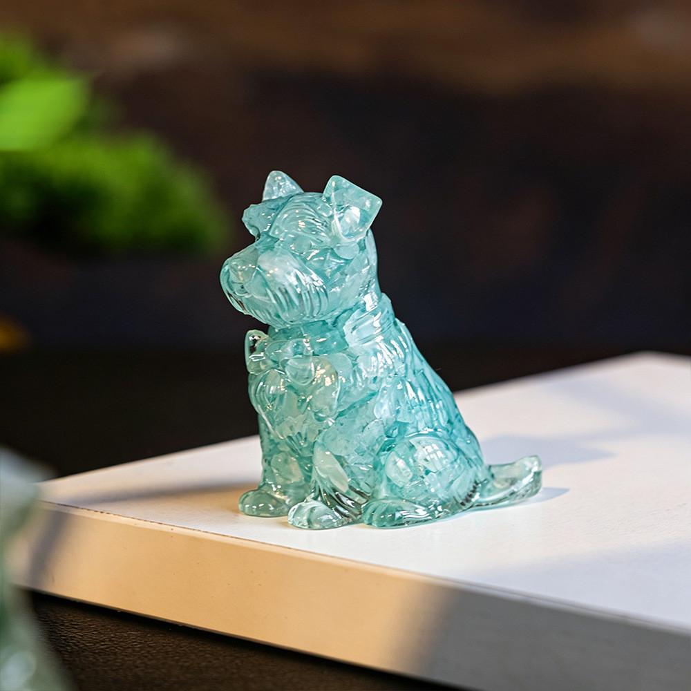 Resin Crystal Dogs Snow Shih Tzu And Golden Retriever Home Decor Gift For Animal Lovers