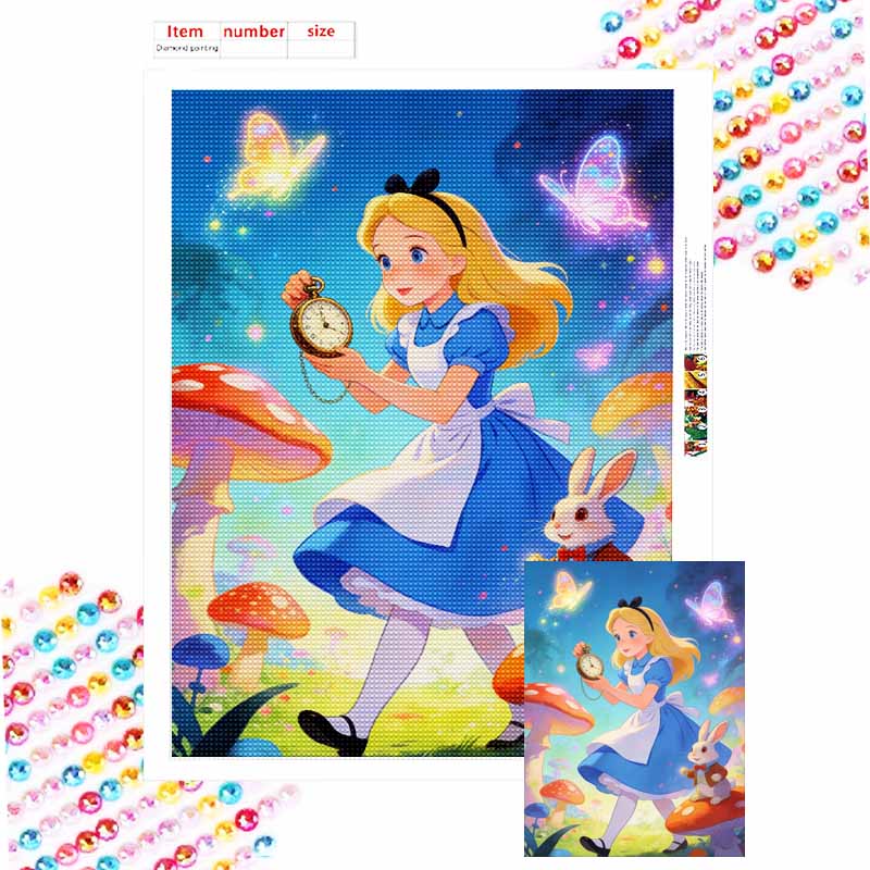 disney diamond painting alice in wonderland magic forest handmade diy home decoration gifts Round 20x30cm