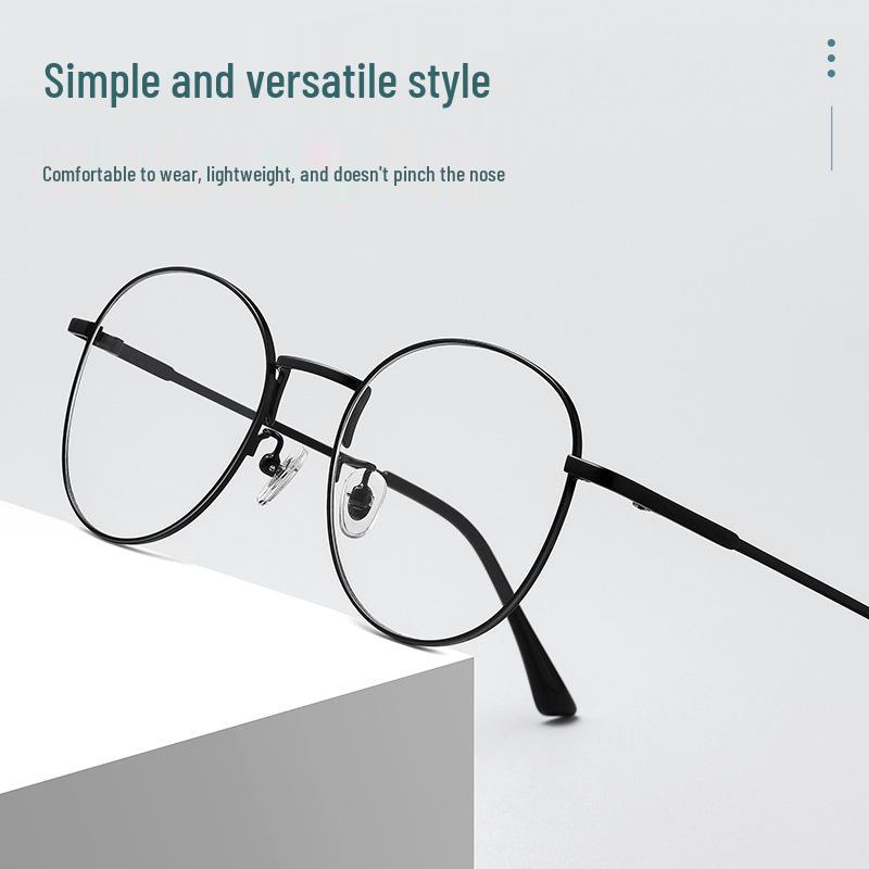 Women's Ultralight Retro Oval Half-Rim Metal Glasses with Anti-Blue Light Technology