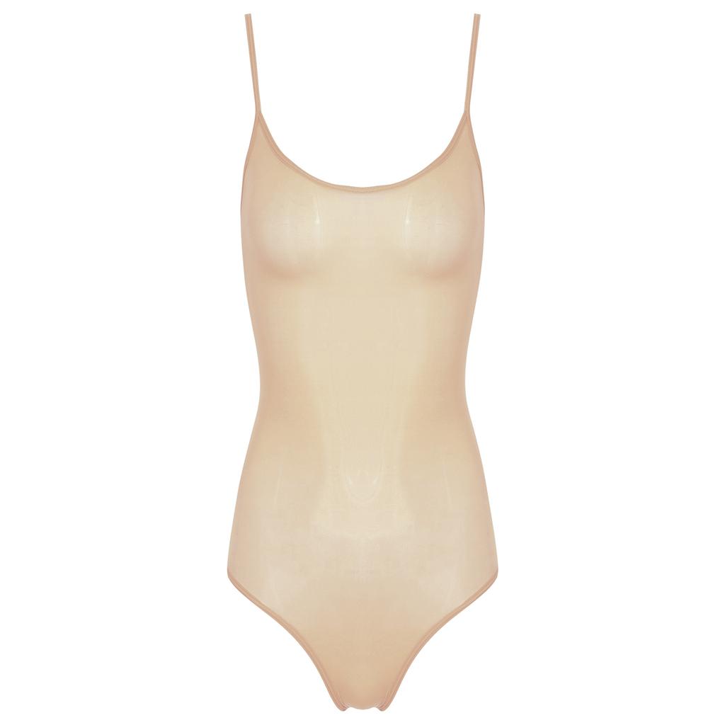 Womens Glossy Sling Bodysuit Adjustable Strap See Through Lingerie Stretchy High Cut Bodycon Lingerie