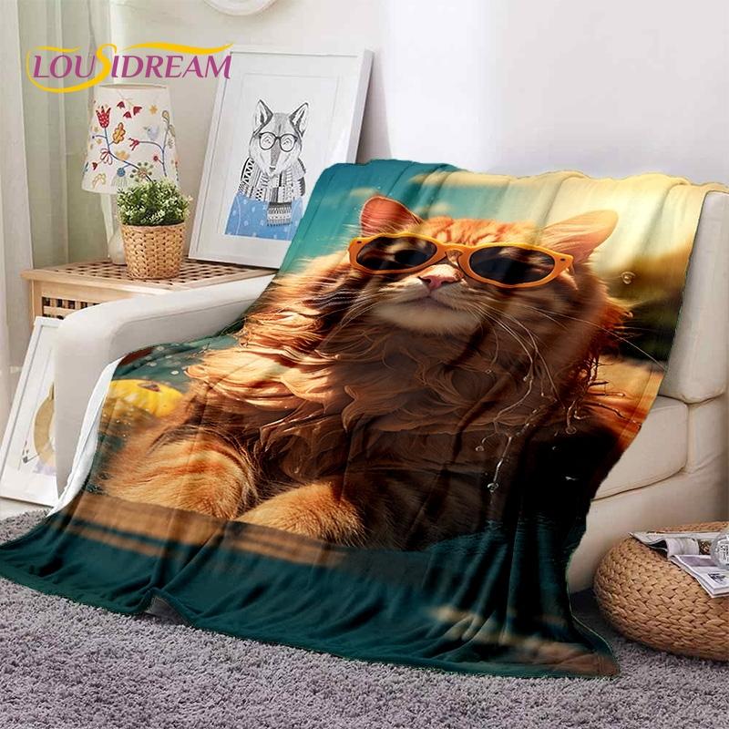 Gato persa 3D, gato de chita fofo, cobertores macios de desenho animado Ragdoll, cobertor para manter aquecido para camas de piquenique, sofá, casa, quarto, presente para criança