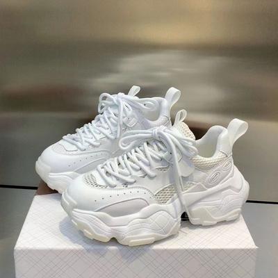 Spring and Summer New Single Mesh Breathable All-Match Platform Casual Suction Dark Background Dad Shoes Women