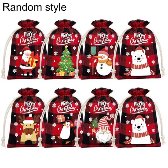 Sacola de presente de Natal Inovadora Feliz Natal Algodão Linho Sacola de Presentes de Natal Sacola de Embrulho de Presente de Natal Sacola de Cordão de Natal