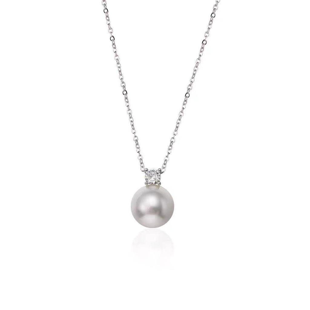 Elegant French Zircon Pearl Necklace: Chic Luxury Pendant Clavicle Chain Gift for Women
