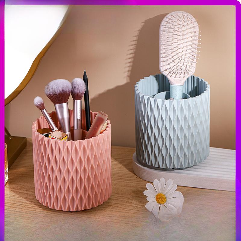 360-degree Rotating Makeup Brush Bucket Brush Storage Box Lipstick Eyebrow Pencil Eye Shadow Brush Dust-proof Pen Holder