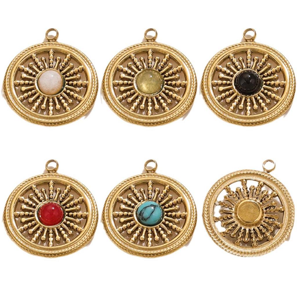 Minimalist Retro Turquoise Stone Pendant Necklace & Earrings Set