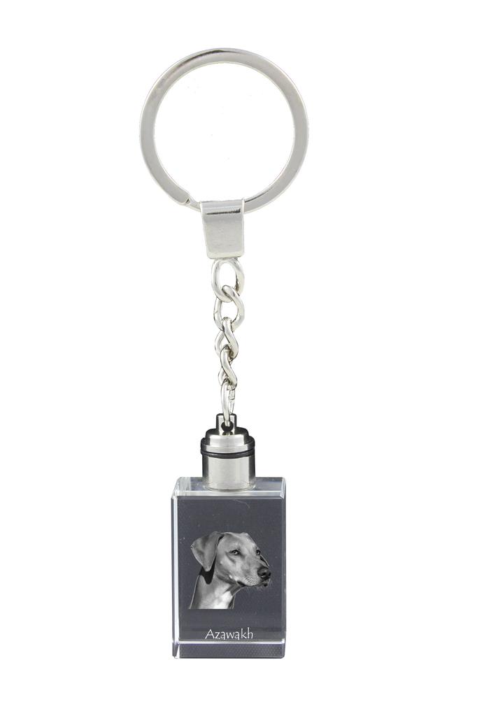 Azawakh, Tuareg Sloughi - Crystal Key Ring with Dog Photo, Illuminated Key Ring, Unique Gift by Art-Dog Brand