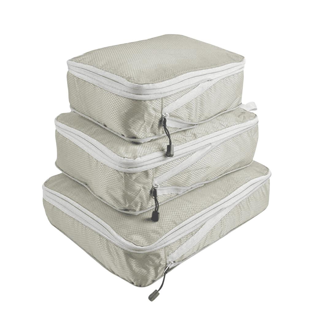Nylon Waterproof Foldable Storage Bags with Zipper Travel Packing Organizers Set of 3 Lightweight Durable Cubes for Clothes Accessories