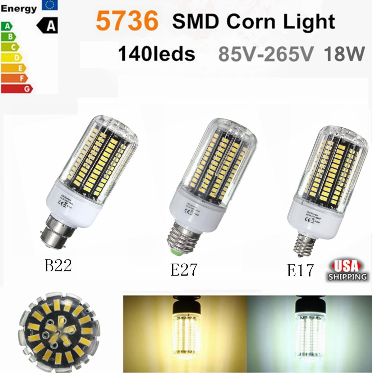 

B22/E17E27 140 SMD 5736 LED 18W Corn Lights PC Крышка лампы Лампа AC85-265V