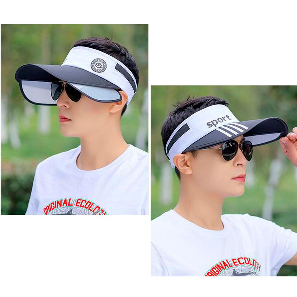 Summer Men Retractable Visors Korean Alphabet Empty Top Hat Sunscreen Breathable Fishing Hat Adjustable Bucket Hat Sun Hat Beach