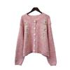 Autumn and Winter New Sweet Age-reducing Crew Neck Embroidered Knitted Cardigan Soft Waxy Sweater Jacket Women
