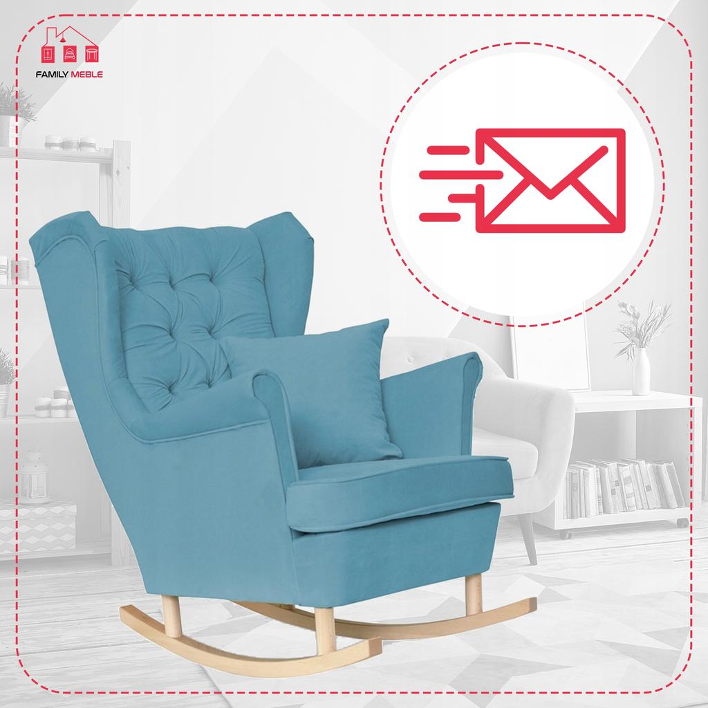 Gaja Rocking Chair, Scandinavian, Family Meble, Blue, On Runners, Blue