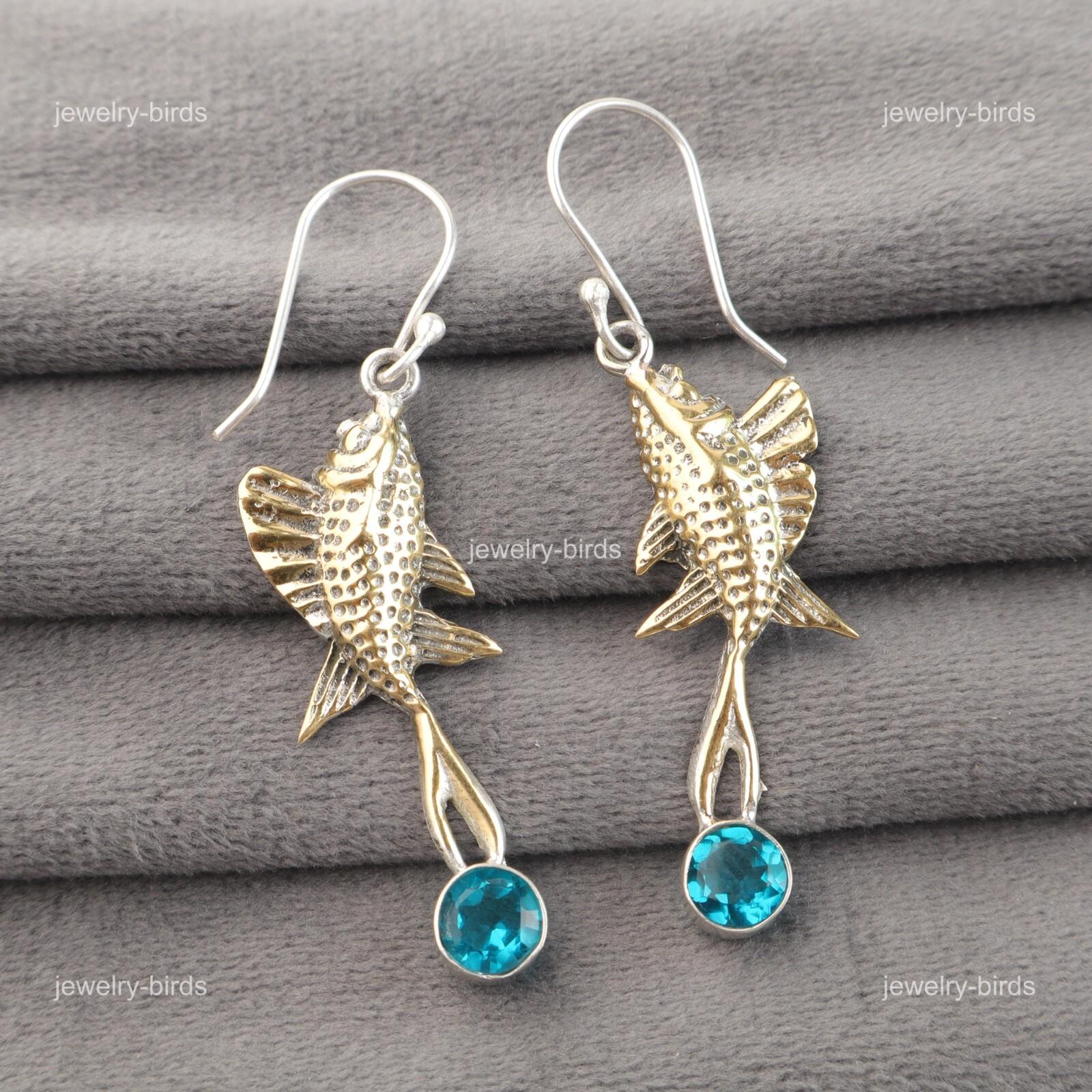 

Throat Chakra Apatite Gemstone 925 Silver Hook Wedding Gift Drop Dangle Earrings EE-148-13