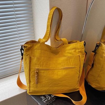 New Solid Color Cloth Bag Women's Large Capacity Shoulder Bag Student Class Tote Bag Canvas Hand-held Crossbody Bag Trendy