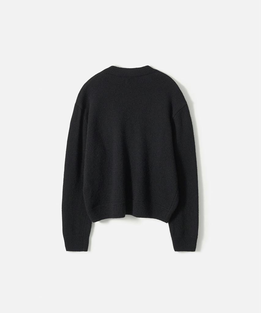 Trip Le Sens [100% Wool] Pure Light 4-Button Crop Cardigan_Black