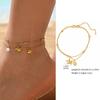 Bracelet de Cheville Superposé Imperméable pour Femmes, Chaîne de Pied Ajustable en Acier Inoxydable Doré avec Zirconia, Bijou