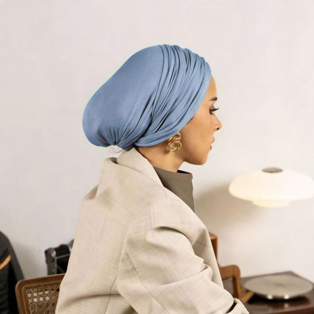 Elasticity Islamic Headscarf Solid Color Headscarf Hat New Pullover Hat All Seasons