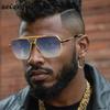 Óculos de Sol Quadrados Oversized Vintage Masculino Marca de Luxo Trendy Steampunk Condução Óculos de Sol Retrô Armação de Metal Sombras Para Homem