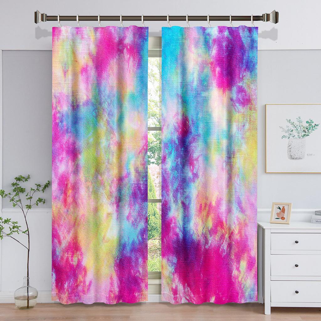 Vibrant Water Painting Luxurious Window Panel Drapes in the Kids Bedroom Living Room Hall Treatments Kitchen Decoration Drapes Blinds