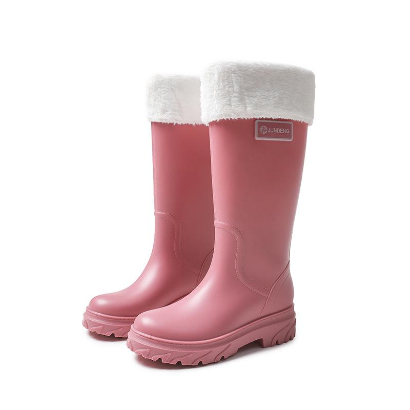 Fashion extra high wading women's boots long tube rubber shoes over the knee women's rain boots powder water boots dazzling black women