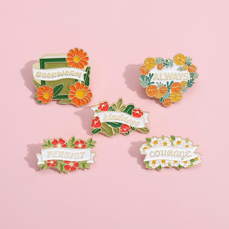 Unique Geometric Cartoon Floral Letter Brooch Metal Badge For Fashion Statement