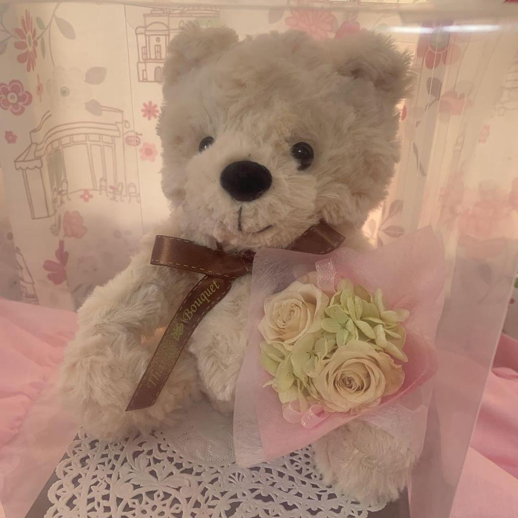 [USED] Teddy Bear Stuffed Animal Interior Preserved Flower Gift Celebration