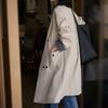 Double-breasted Trench Coat, Textured Splicing Collar, Fashionable Literary and Loose Medium and Long Coat, New Women's Clothing In Spring and Autumn