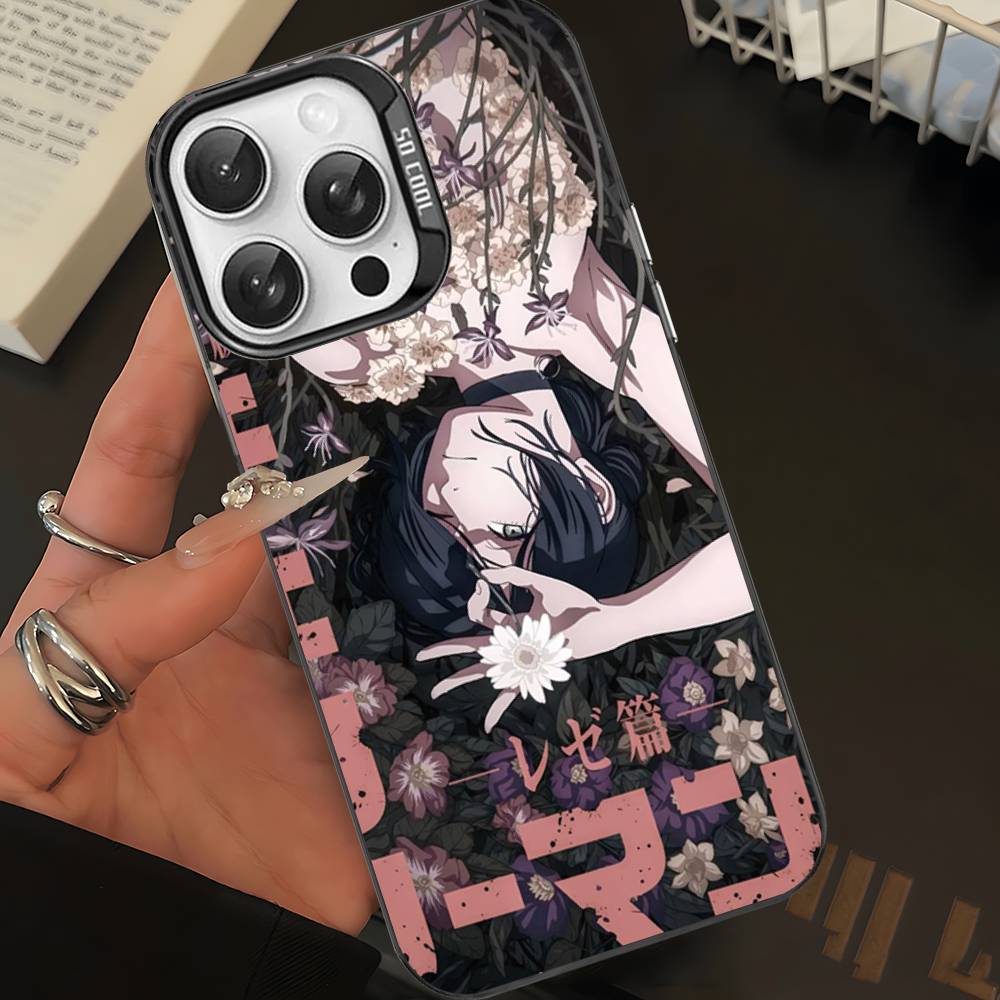 Anime C-Chainsaw Man Phone Case For IPhone 17 16 15 14 11 12 13 Pro Max Plus Pro Colored Silver Cover