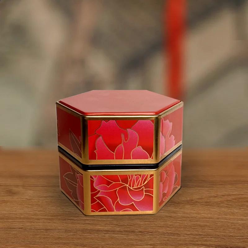 

Креативный шестиугольный чайник для чая, жестяная банка в китайском стиле, емкость для хранения чая в жести, маленькая герметичная переносная коробка, набор пустых банок, аксессуары