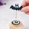 Safe Food-grade Cake Topper 8 Pcs Halloween Bat Cupcake Toppers, Black Thick Glitter Paper Picks for Halloween, Baby Shower, Birthday Party Decoration