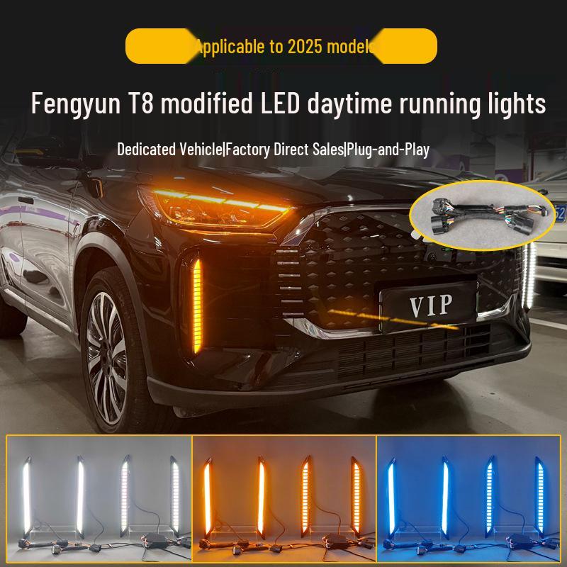 Chery Fengyun T8 LED Daytime Running & Turn Signal Lights for Front Bumper Modification
