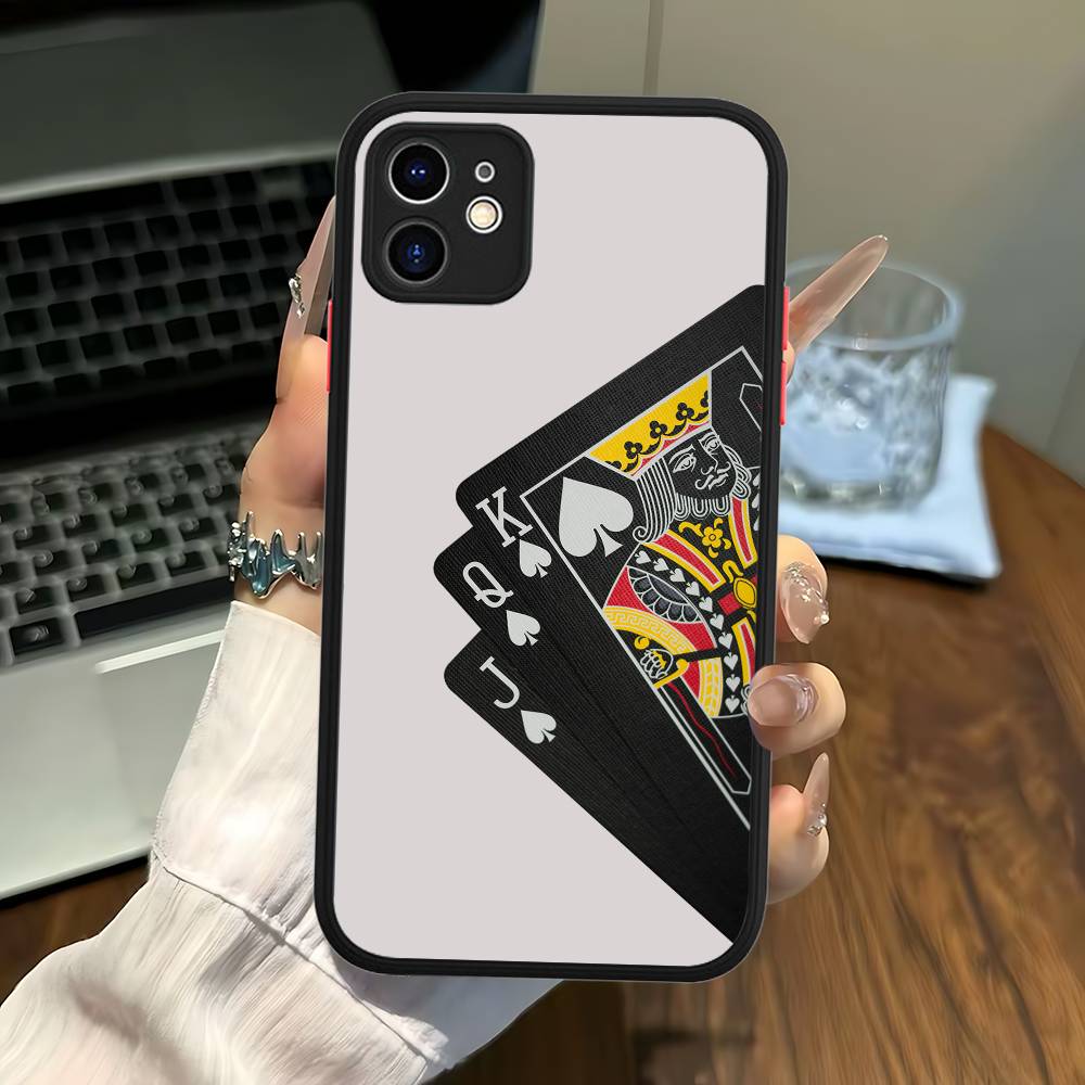 Poker For iPhone 11 12 13 14 15 16 Pro Max Plus Matte Translucent Phone Cover