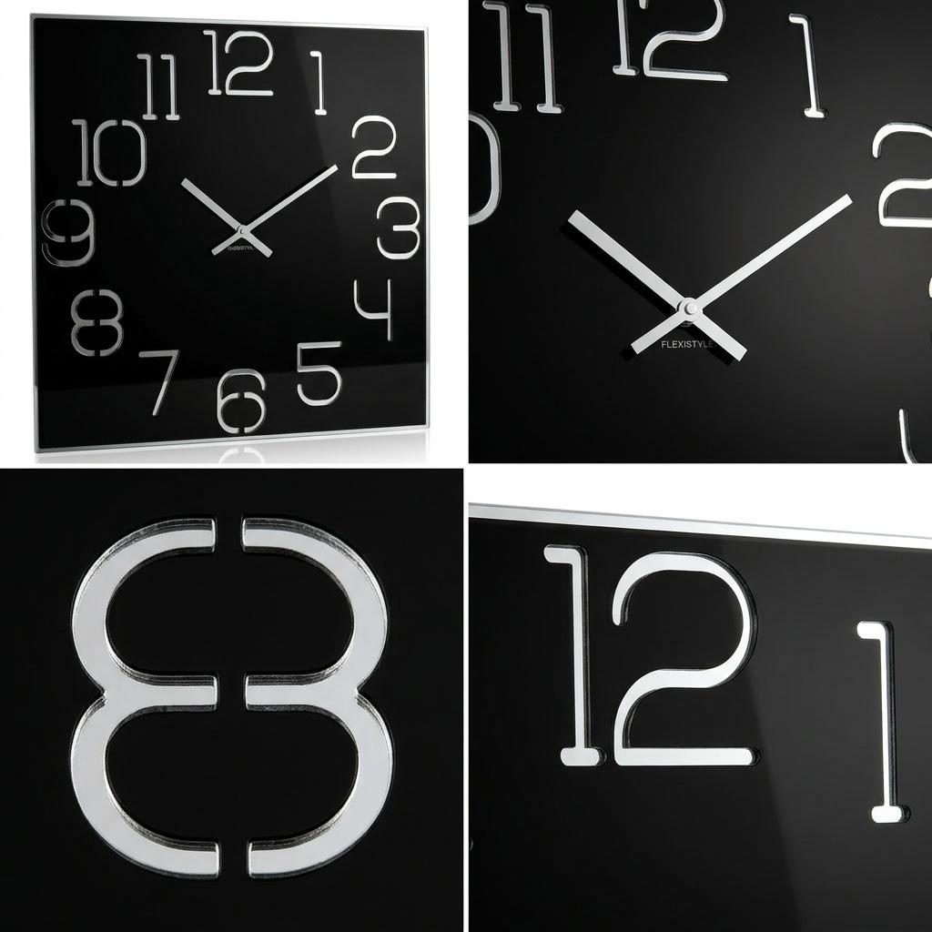 Large black digital wall clock 50cm