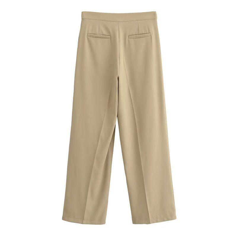 Fashion Style 2024 Autumn New Women's Clothing Loose Elastic Simple and Comfortable Wide Leg Casual Trousers 4387227